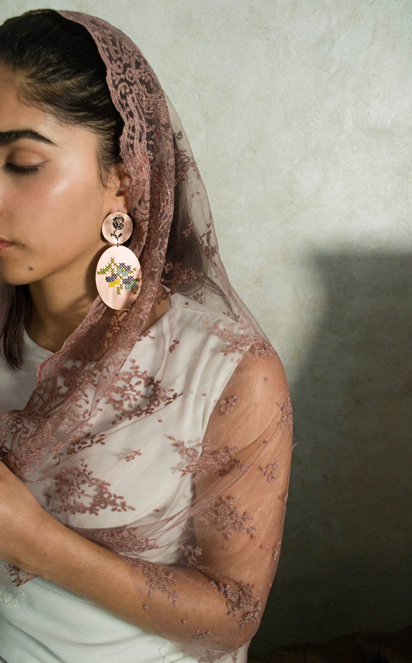 Cross-stitch Statement Earring "Bohemia"