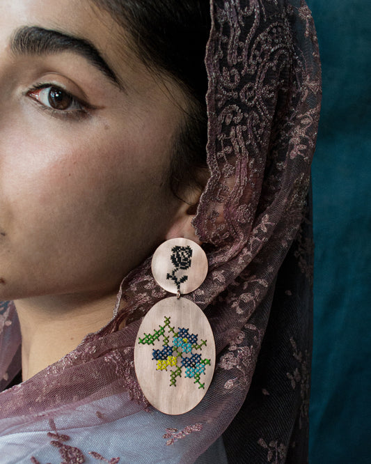 Cross-stitch Statement Earring "Bohemia"